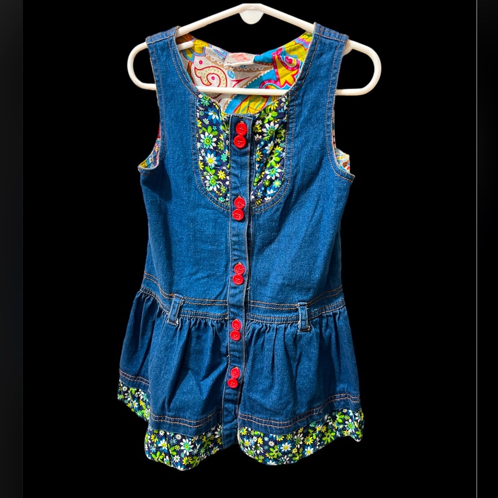 Boutique little girls denim jean sleeveless dress